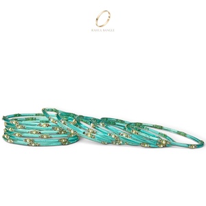 กำไลข้อมือแก้วสีน้ำเงินทรงหยดน้ำสไตล์แคชเมียร์สุดอินเทรนด์สำหรับตลาดขายส่งระดับโลกสำหรับผู้หญิงสวมใส่ในงานแต่งงาน - Product Image 4