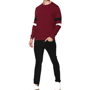 เสื้อสเวตเตอร์คอกลมผู้ชาย ดีไซน์เฉพาะตัว สีพื้น ผ้าถัก ทรงปกติ สวมใส่สบายๆ สำหรับฤดูใบไม้ร่วง แขนยาว สีแดงเลือดหมู - Product Image 2