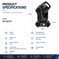 Projecteur LED RVBWA 275W à double prisme, blanc, avec superposition de couleurs, faisceau coloré, qualité garantie pour événements et mariages – Vente directe usine