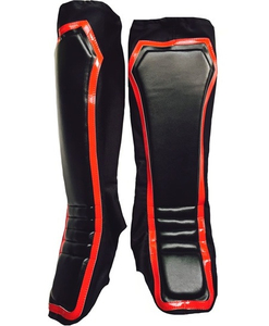 Protège-tibias et protège-pieds noirs et rouges pour le kickboxing, le taekwondo et le MMA / Protège-tibias en mousse pour le MMA - Product Image 1