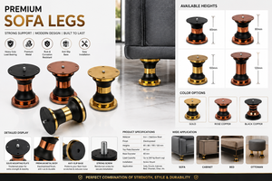 KELLTON Modern Steel Cabinet Knob Furniture Handle <b>Black</b> Gold Finish 50mm Durable Rust Resistant Kitchen Use - Product Image 6