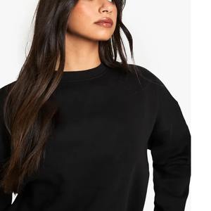 Sweat-shirt noir personnalisé en pur coton 320 GSM, motif graphique OEM ODM, mode automne femme, manches longues, respirant, anti-plis - Product Image 2