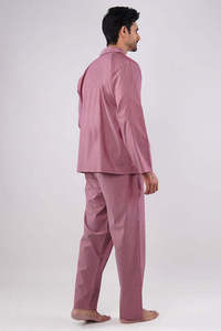 Ensemble de pyjama en coton pour homme, manches longues, couleur unie, vêtements de nuit décontractés d'automne avec poches, lavable en machine - Product Image 3