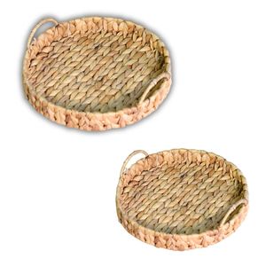 Handcrafted WATER HYACINTH <b>TRAY</b> FRUIT STORAGE BASKET with Reinforced Metal Frame for Home Organization - Product Image 1