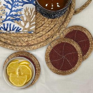 Beaded <b>Round</b> Coasters <b>Set</b> of <b>4</b> Handmade Decorative Drink Coasters <b>for</b> Coffee <b>Table</b> <b>Dining</b> <b>Table</b> Home Decor - Product Image 5