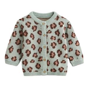 Cardigan d'automne pour bébés garçons et filles, uni, boutonné, décontracté, écologique, respirant, tricoté jacquard, col rond, anti-boulochage, AOP - Product Image 4