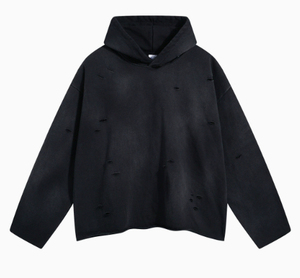 Sweat-shirt à capuche surdimensionné pour homme STURDY GRIP WEARS, couleur unie, design déchiré, style streetwear décontracté, sweat-shirts tricotés - Product Image 2