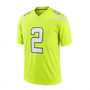 Neon <b>Green</b> American Football Jersey Men's Athletic Sportswear Breathable <b>Mesh</b> Front 100% Polyester Quick Dry Short Sleeve OEM - Product Image 1
