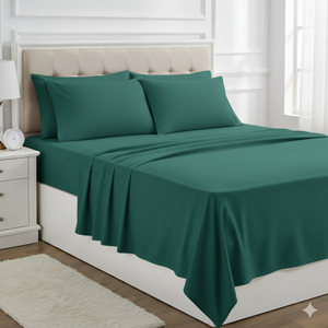 Ensemble de draps double en microfibre bleu foncé de luxe avec taies d'oreiller |   Literie de qualité supérieure de style hôtel |   Doux et respirant |   2026 - Product Image 1