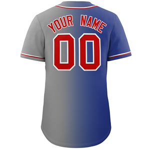 Maillot de baseball personnalisé pour homme, bleu, gris, rouge, nom et numéro de l'équipe, impression sublimée, évacuation de l'humidité, manches courtes, coupe régulière, adulte - Product Image 3
