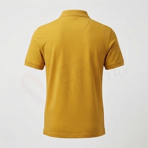 Polo à manches courtes pour homme, jaune moutarde, tricoté, uni, décontracté, coupe classique, boutons - Product Image 2