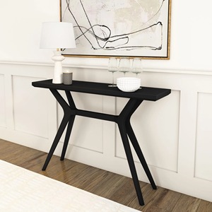 Table console noire, design minimaliste moderne avec pieds croisés, table étroite pour couloir, meuble d'entrée - Product Image 2