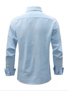 Camisa de Manga Larga para Hombre, Corte Entallado, Cuello Solapa, Color Sólido, Apta para Diversas Ocasiones como Eventos Casuales, Bodas y Citas - Product Image 5