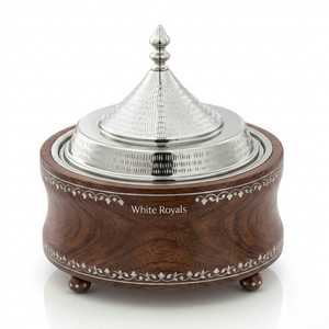 Premium Ramadan Insulated Hotpot Set Luxury Arabian Style Wooden Finish Stainless Steel Casserole Buffet For <b>large</b> Gathering - Product Image 1