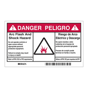 Etiquetas Bilingües de Advertencia de Arco Eléctrico y Riesgo de Descarga para Equipos Eléctricos, Duraderas, Impermeables, Adhesivas y Resistentes a los Arañazos - Product Image 1