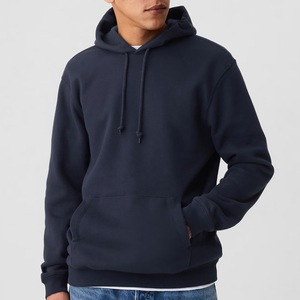 Sweat à capuche mi-zippé en coton pour homme, personnalisé, coupe oversize, en velours écologique, avec poche chauffante, vêtement de sport décontracté - Product Image 3