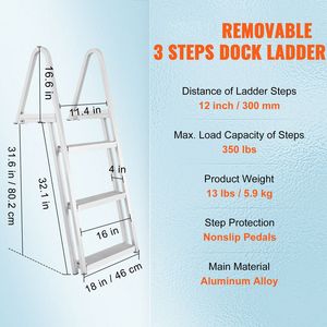 Scaletta a 3 Gradini in Lega di Alluminio con 4 Gradini Larghi, Tappetino Antiscivolo Facilmente Rimovibile, Capacità di Carico 350 Libbre per Barche Pontone e Piscine - Product Image 4