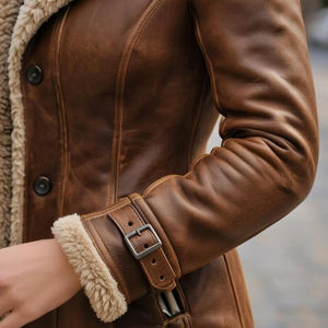 Vêtements d'extérieur en cuir pour femmes, manteau long, chaud et confortable, vêtements d'hiver, veste extérieure en cuir véritable pour femmes, vêtements d'hiver - Product Image 6