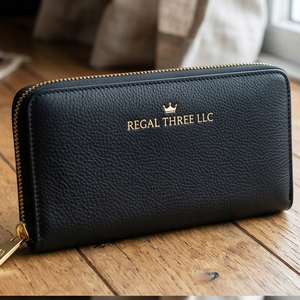 Regal Three Llc Cartera Larga de Cuero Genuino con Cierre de Cremallera, Múltiples Ranuras para Tarjetas, Estilo Minimalista Unisex - Product Image 5