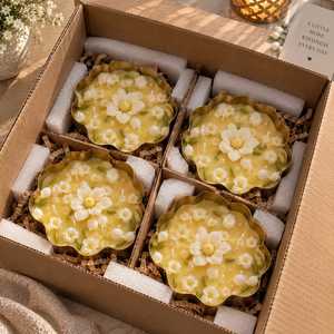 <b>Large</b> Floral Scented <b>Candle</b> Lotus Flower Shaped Metal Tray Container Handcrafted Soy Wax Jasmine Fragrance Home Decoration - Product Image 5