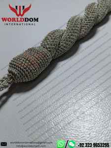 Cordón de ala plateado OEM para sombreros, accesorios para la cabeza, cordón de barbasco, alambre de metalizado Mylar o hilos de seda, tejido a mano - Product Image 4