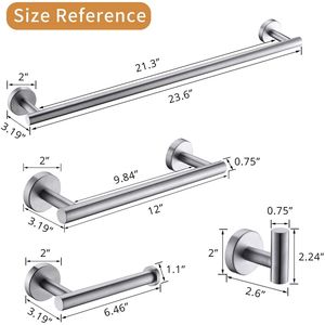 Set di 4 Accessori per Bagno in Acciaio Inox Spazzolato, Portasciugamani e Portaoggetti Premium per il Tuo Bagno - Product Image 1