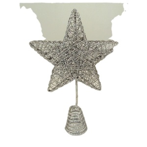 Silver Glitter Metal Wire Star <b>Christmas</b> <b>Tree</b> Topper For <b>Table</b> Top X mas Decoration - Product Image 1