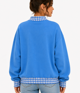 Sudadera de Cuello Alto para Mujer de Alta Calidad, con Apliques de Letras Personalizados, Manga Larga, Diseño de Puntos en Contraste, Estilo Casual - Product Image 3