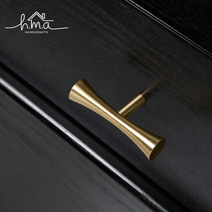 Modern Tapered Brass Cabinet <b>Knob</b> Brushed Gold Mushroom Shape <b>Drawer</b> Pull Minimalist Furniture Hardware - Product Image 5