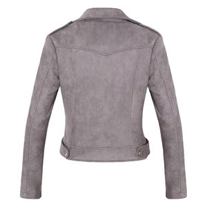 Vestes en daim et cuir véritable pour femmes, fermeture éclair, manches longues, col rond, vestes en daim et cuir pour femmes - Product Image 2