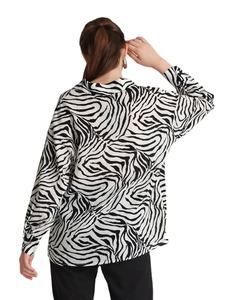 Blusa Ecológica de Algodón Satinado con Estampado de Cebra para Mujer, Cuello en V, Manga Larga, Corte Holgado, Tallas Grandes, Ropa de Verano 2026 - Product Image 3