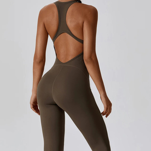 Combinaison de yoga sans couture verte pour femmes, combinaison de sport une pièce hautement élastique, vêtements de performance extensibles - Product Image 5