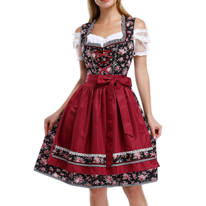 Costume 3 pièces pour femme, style bavarois allemand, robe Dirndl en mousseline de soie tissée avec dentelle et boutons, directement de l'usine - Product Image 4