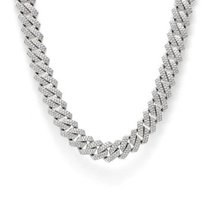 สร้อยคอทองคำโรสโกลด์ 10K แบบ Cuban Link ขนาด 20 มม. ประดับเพชรเลียนแบบเพชรแท้ สไตล์ฮิปฮอป คอลเลคชั่นเครื่องประดับ ราคาดีที่สุด สร้อยคอผู้ชายคุณภาพสูง - Product Image 1
