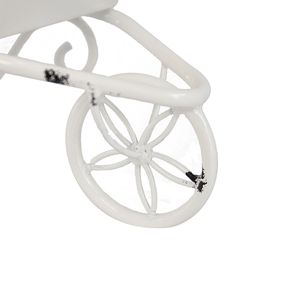 Fioriera Decorativa in Metallo Bianco Stile Carriola Anticata 11.5x4x7 Pollici, Attraente Vaso da Tavolo e Decorazione per Piante - Product Image 6