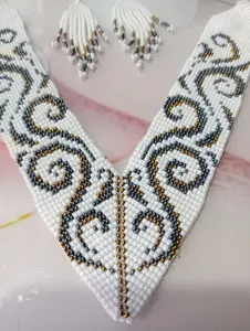 Hermoso Collar Estilo Vintage AMERICANO Hecho a Mano con Flores Oceánicas, Conjunto de Joyería Estilo Boho Americano PARA ANIVERSARIO, FIESTA, REGALO - Product Image 5