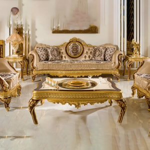 Juego de Sofás Seccionales Franceses de Estilo Barroco de Lujo, Tallados a Mano en Madera de Caoba Sólida, Tapizados, Muebles Clásicos Reales para Sala de Estar, Villa u Hotel - Product Image 2