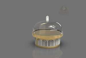 ขาตั้งเค้กทรงพระจันทร์เสี้ยวสำหรับเทศกาลรอมฎอนและอีด ทำจากสแตนเลสสีทองและกระจก เป็นมิตรต่อสิ่งแวดล้อม พร้อมฝาครอบโดม - Product Image 4