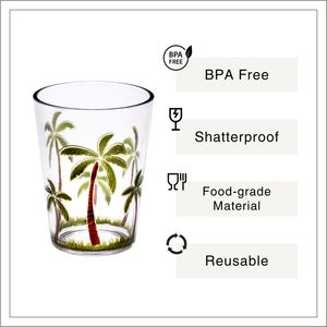 [Holar] Verre à eau en plastique incassable de 16 oz, motif palmier tropical, fabriqué à Taïwan, pour jus, boissons froides, sodas - Product Image 2