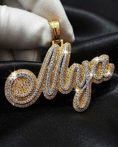 Pendentif Hip Hop Moissanite Bicolore en Argent 925, Lettres de Nom Personnalisables, Breloques de Luxe, Passe le Test du Diamant - Product Image 1