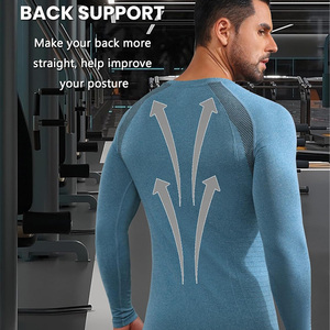 T-shirt de compression à manches longues pour homme, coupe ajustée, personnalisable, sous-vêtement de sport pour les séances d'entraînement et de course - Product Image 4