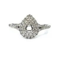 Anel de ouro branco da noiva 18k, joias do diamante de alta qualidade em forma de pear, pequeno, montagem para casamento