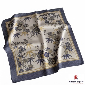 Custom Luxury <b>Silk</b> <b>Scarf</b> Printed Womens Lightweight Square Headscarf OEM ODM Manufacturer Taiwan Custom Fabric Products - Product Image 1