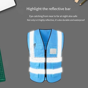 Gilet de sécurité haute visibilité en tissu respirant et imperméable, classe 2 ANSI, avec bande réfléchissante pour travaux de construction en extérieur - Product Image 4