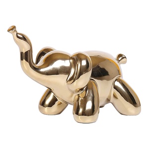 Assiettes en laiton éléphant Sculpture luxe Animal Sculpture Handcrafs plaine fini doré éléphant Statue Table objet décoration - Product Image 1