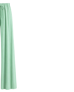 Pantalones anchos de color verde menta para mujer, cintura alta, con cordón, ajuste holgado, pantalones rectos informales, ropa cómoda y suave para estar en casa, moda - Product Image 2
