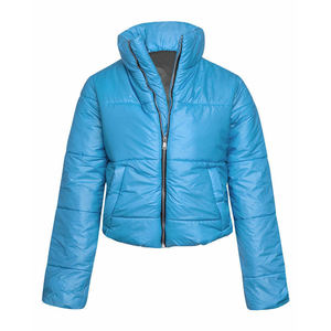 Veste d'hiver matelassée blanche pour femme, col montant, manches longues, courte, en duvet de polyester, fermeture éclair - Product Image 5