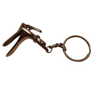 Wholesale Manufacturer Clinic Promotional Keychains Speculum Shaped Titanium Color Key <b>Rings</b> Customized Brand <b>Name</b> Keychains - Product Image 4