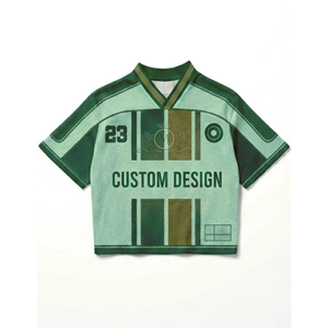Maillot de football personnalisé vert à col en V, manches courtes, en polyester respirant, pour homme adulte, avec numéro 23 et logo - Product Image 1
