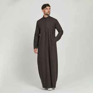 Último Modelo 2026: Túnica Étnica Transpirable para Hombre, Thobe Árabe / Jubba, Vestido Musulmán para Eid y Ramadán, Túnica Saudí Larga hasta el Tobillo - Product Image 2
